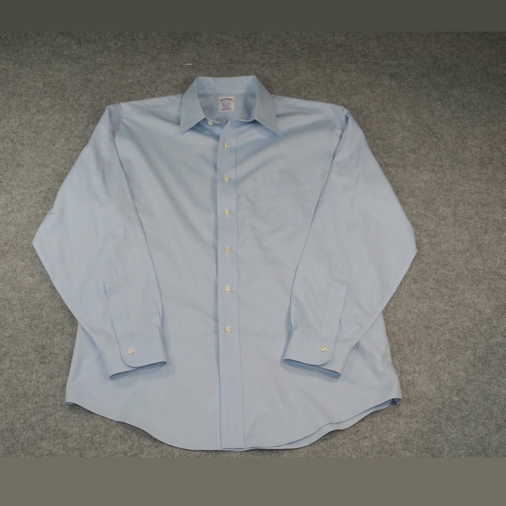 Brooks Brothers Mens Dress Shirt 16-34 Light Blue Classic Fit Non-Iron Cotton